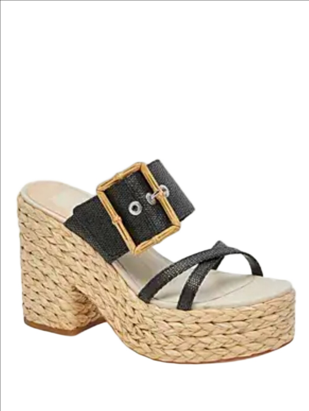 DOLCE VITA Edwina black Slip On Buckled Espadrille Platform Sandals
